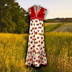 70s vintage floral cottagecore maxi dress